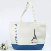 Thời trang Kích thước lớn Túi mua sắm bằng vải bông có dây kéo màu trắng và Túi vải có dây kéo